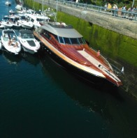Boats locking through the large locks in Ballard, WA